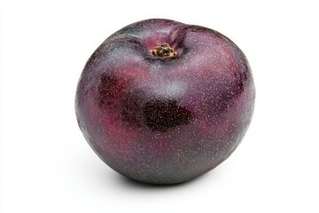 Obraz premium Close up studio shot of a ripe and juicy dark plum showcasing its smooth skin and perfect form on white