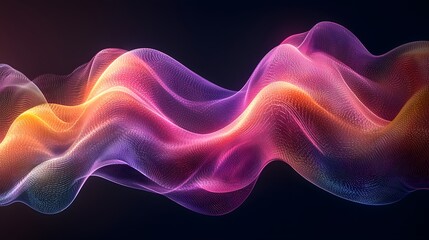 Obraz premium Abstract Colorful Waveform Dynamic Particle Flow Glowing Energy Neon Hues Digital Art