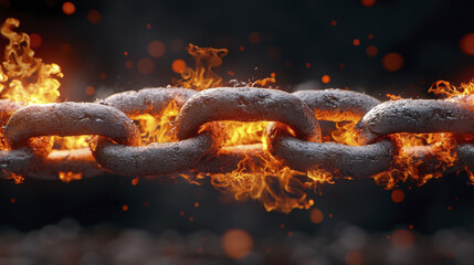 fiery chain glowing with flames and sparks, symbolizing strength and resilience