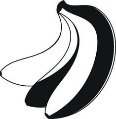 Ripe natural banana black-and-white vector illustration