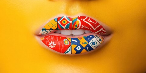 Vibrant Cinco de Mayo Cultural Pop Art Bold Mexican Folk Lip Design Celebrating Heritage, Festivity, and Creative Expression for Modern Multicultural Branding