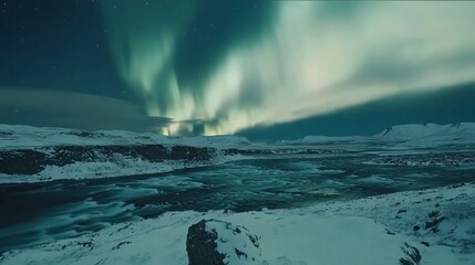 Iceland Aurora Borealis winter night landscape