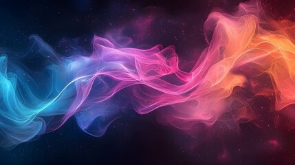 Fototapeta premium Abstract Cosmic Nebula Glowing Pink Blue and Orange Swirls in Space