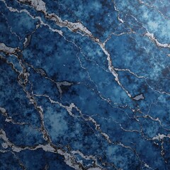 A beautiful deep blue marble texture background with natural white and silver veins