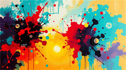 Colorful Splashes of Abstract Paint in Vibrant Palette, No People