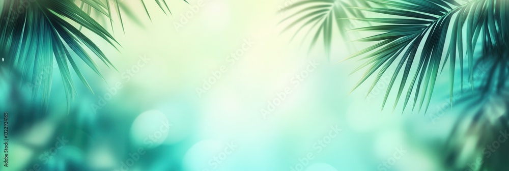 Aufkleber tropical backdrop with palm leaves creating a fresh and adventurous atmosphere in vibrant green and 