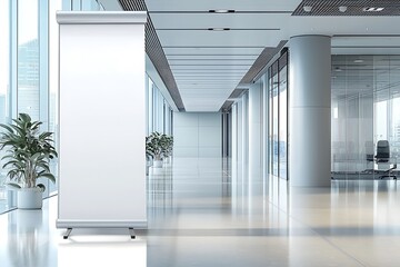 Office hall roll-up standee banner mockup