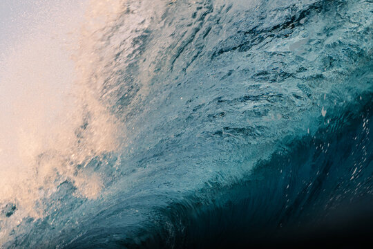 Close-up of the surface texture of a wave crest breaking on the sea - Powered by Adobe
