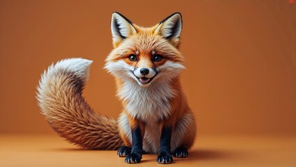 Obraz premium Close-Up High-Resolution Wildlife Photography of a Majestic Fox with Sharp Focus, Pointed Ears, and a Bushy Tail Under Studio Lighting