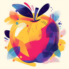 Obraz premium Apple picture cartoon 2D, a beneficial fruit, is used as an illustration for advertising.