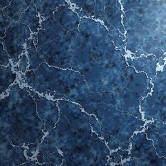 A beautiful deep blue marble texture background with natural white and silver veins