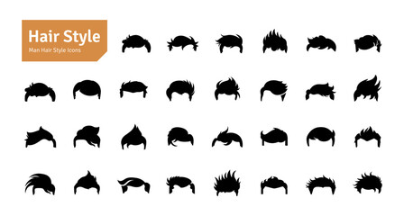 Naklejka premium Man Hairstyles Vector Set. Barbershop and Haircut Graphic Collection. Vector Set of Dress Up Constructor. Hipster Men Style Creation Kit Elements.