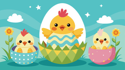 easter eggs and chickens