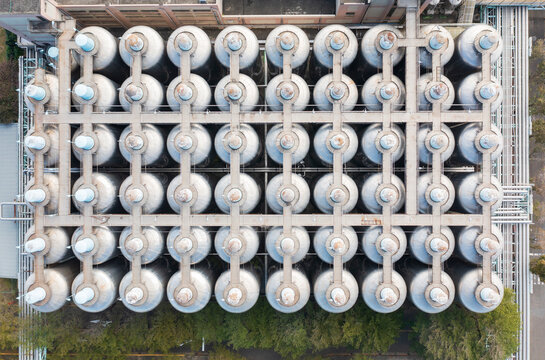 Aerial View Industrial Beer Fermentation Tanks at Modern Brewery - Powered by Adobe