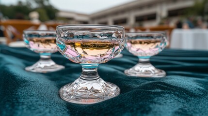 Fototapeta premium Sparkling Champagne Celebration Festive Glasses on Velvet