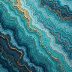 An exotic turquoise marble texture with fluid waves of blue and green,