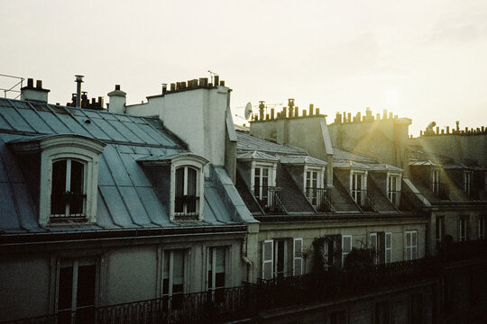 Sunset over Paris rooftops