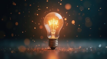 A surreal levitating light bulb casting a radiant prismatic glow