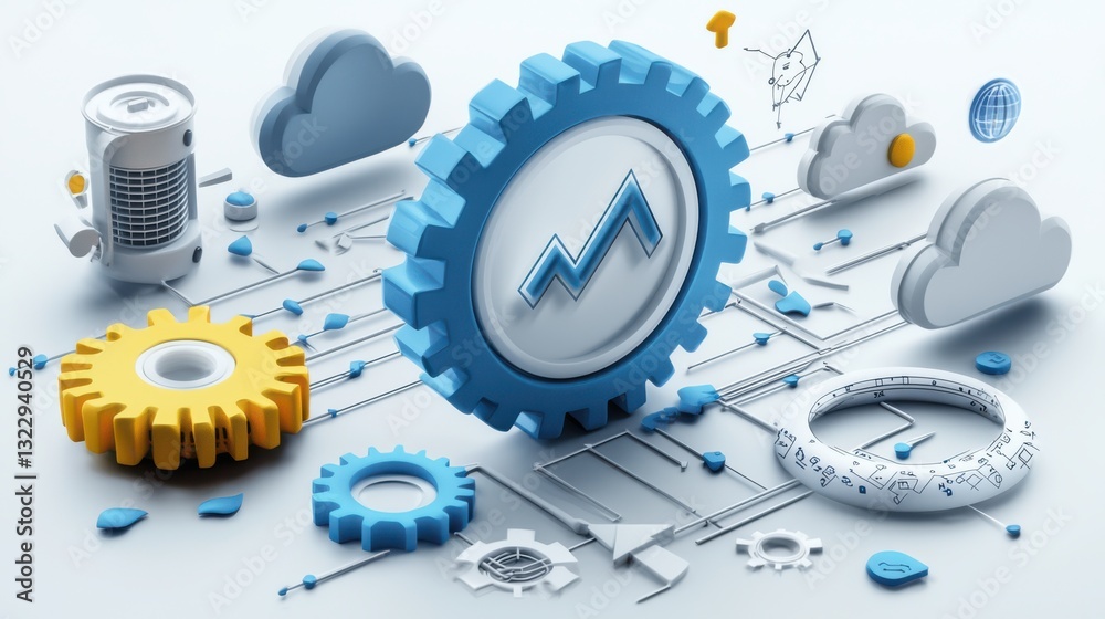 Poster data integration infographic concept. streamlined digital ecosystem powering innovative data driven 