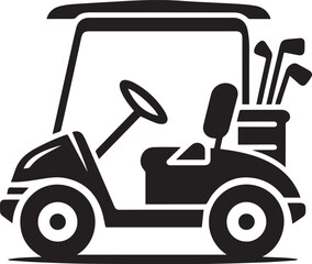 Black Golf cart silhouette vector, Golf cart vector illustration, Golf cart logo vector, Golf cart silhouette vector black and white