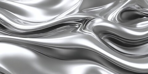 Luxurious Metallic Abstract Background with Wavy Lines Creating a Sense of Movement and Depth in Silver Tones