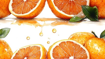 Freshly Cut Oranges With Seeds and Juice on White Surface