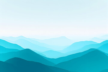 Fototapeta premium Serene teal mountain range landscape, minimalist design, perfect for backgrounds, websites, or calming visuals. Ideal for meditation or relaxation themes.