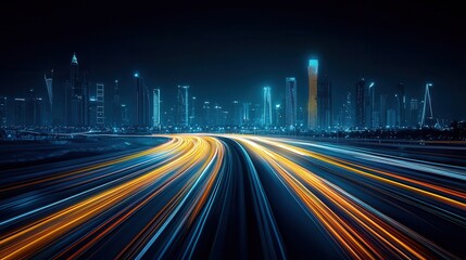 Fototapeta premium Balancing alternative energy hub urban city nightscape dynamic view