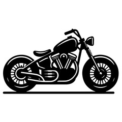 Fototapeta premium Black and white vector silhouette of motorcycle on white background
