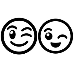 Black and white vector silhouette of a Smiley on white background
