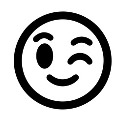 Black and white vector silhouette of a Smiley on white background
