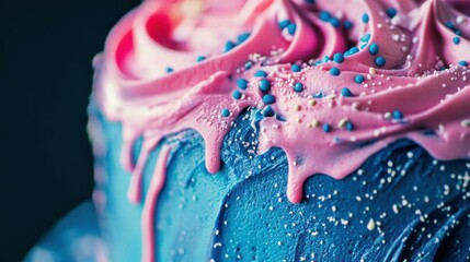 Delicious pink and blue icing cake kitchen food photography bright close-up sweet treats