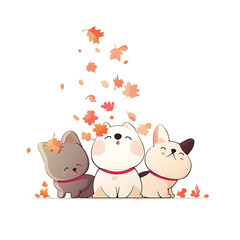 Obraz premium Playful and whimsical dog illustrations in vibrant and minimalist designs.