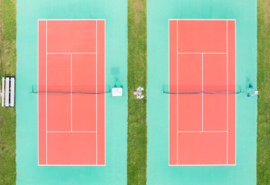 Aerial View of Professional Tennis Courts Sports