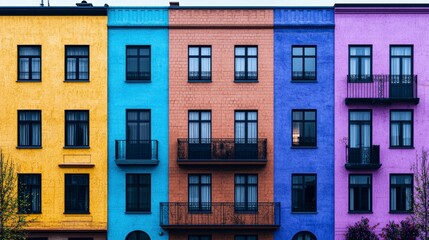 Obraz premium Colorful European City Buildings Vibrant Facades Architecture Photography