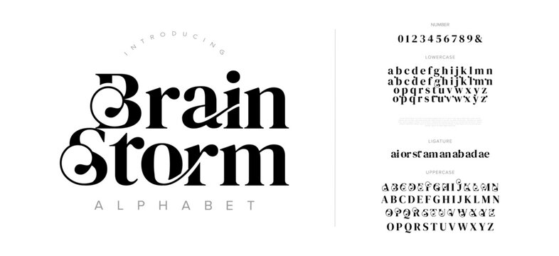 Elegant Font Uppercase Lowercase And Number. Classic Lettering Minimal Fashion Designs. Typography modern serif fonts regular decorative vintage concept. vector illustration