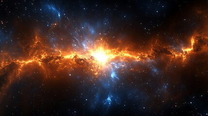 Fototapeta premium Vibrant Cosmic Nebula With Swirling Clouds Of Gas And Stars