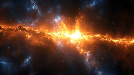Fototapeta premium Vibrant Cosmic Nebula With Swirling Clouds Of Gas And Stars
