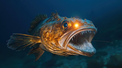 Fototapeta premium Deep Sea Anglerfish: A Glowing Predator
