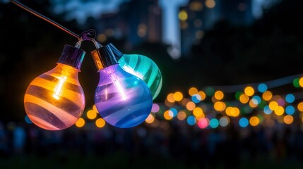 Festive Night Lights  Bokeh  City Park  String Lights  Illumination