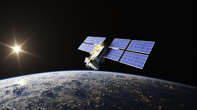 A satellite in orbit above the planet