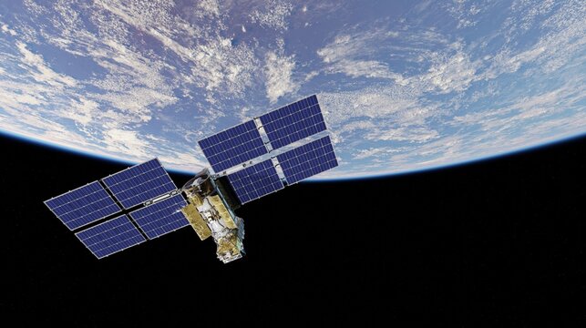 A satellite in orbit above the planet