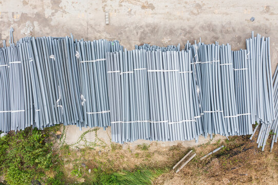 Construction Site PVC Pipe Storage Bundles Industrial Materials