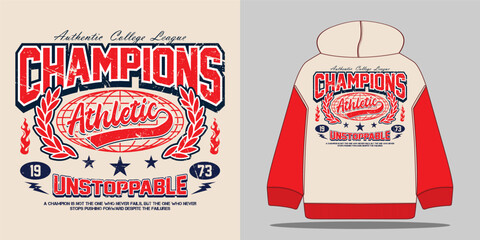 Retro and vintage varsity typography with college champions athletic slogan. Perfect for graphic tee, t-shirt, sweatshirt, or hoodie – Vector illustration