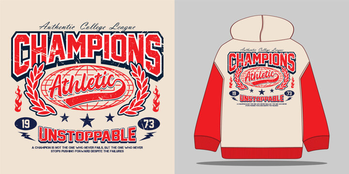 Retro and vintage varsity typography with college champions athletic slogan. Perfect for graphic tee, t-shirt, sweatshirt, or hoodie &ndash; Vector illustration