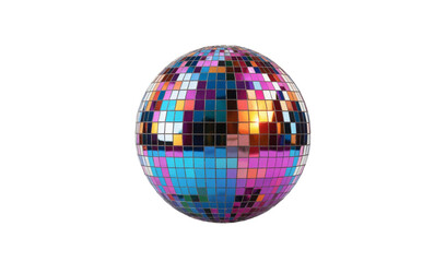 colourful Disco Mirror Ball Isolated on White Background – Generative AI
