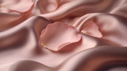 elegant rose petals on billowing silk textile, sophisticated blush pink palette, gentle fabric waves creating depth, premium fashion still life, soft diffused lighting, luxury editorial style