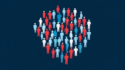 People icons arranged around a Democratic Party symbol, simple but powerful graphic representation. 