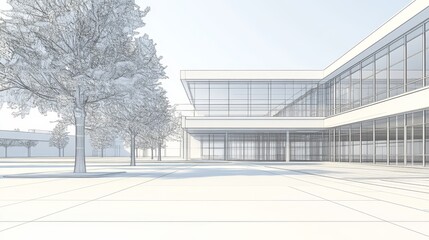 Obraz premium A 3D outline of a building. 