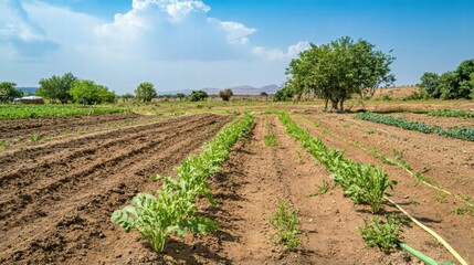 Efficient Drip Irrigation System on Arid Farmland for Sustainable Farming